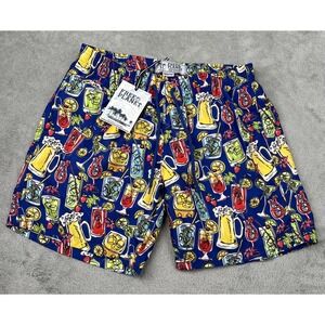FREE PLANET SWIM TRUNKS MEN'S MEDIUM COCKTAIL BEER BOARD SHORTS BEACH‎
